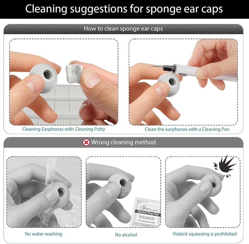 Vsagier Memory Foam Replacement Ear Tips for AirPods Pro and for AirPods Pro 2, with Noise Reduction Hole, No Silicone Eartips Pain for Apple Ear Buds, Fit in The Charging Case(XS/S/M/L) - Image 3